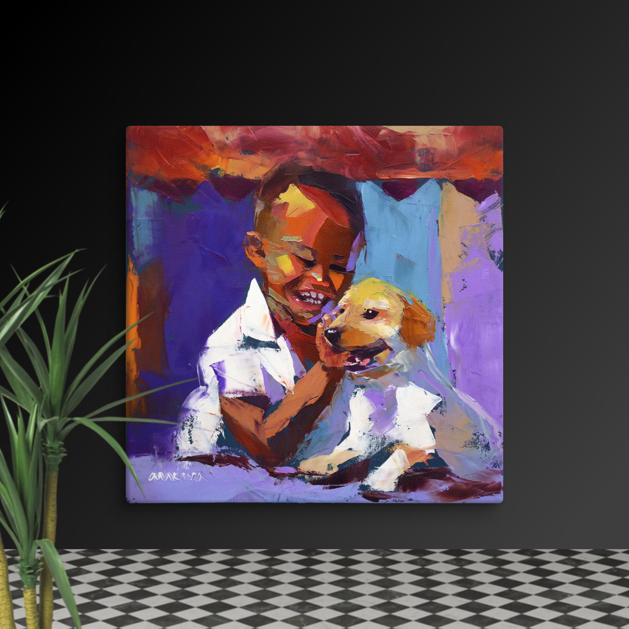 The Boy with a Dog 60x60cm