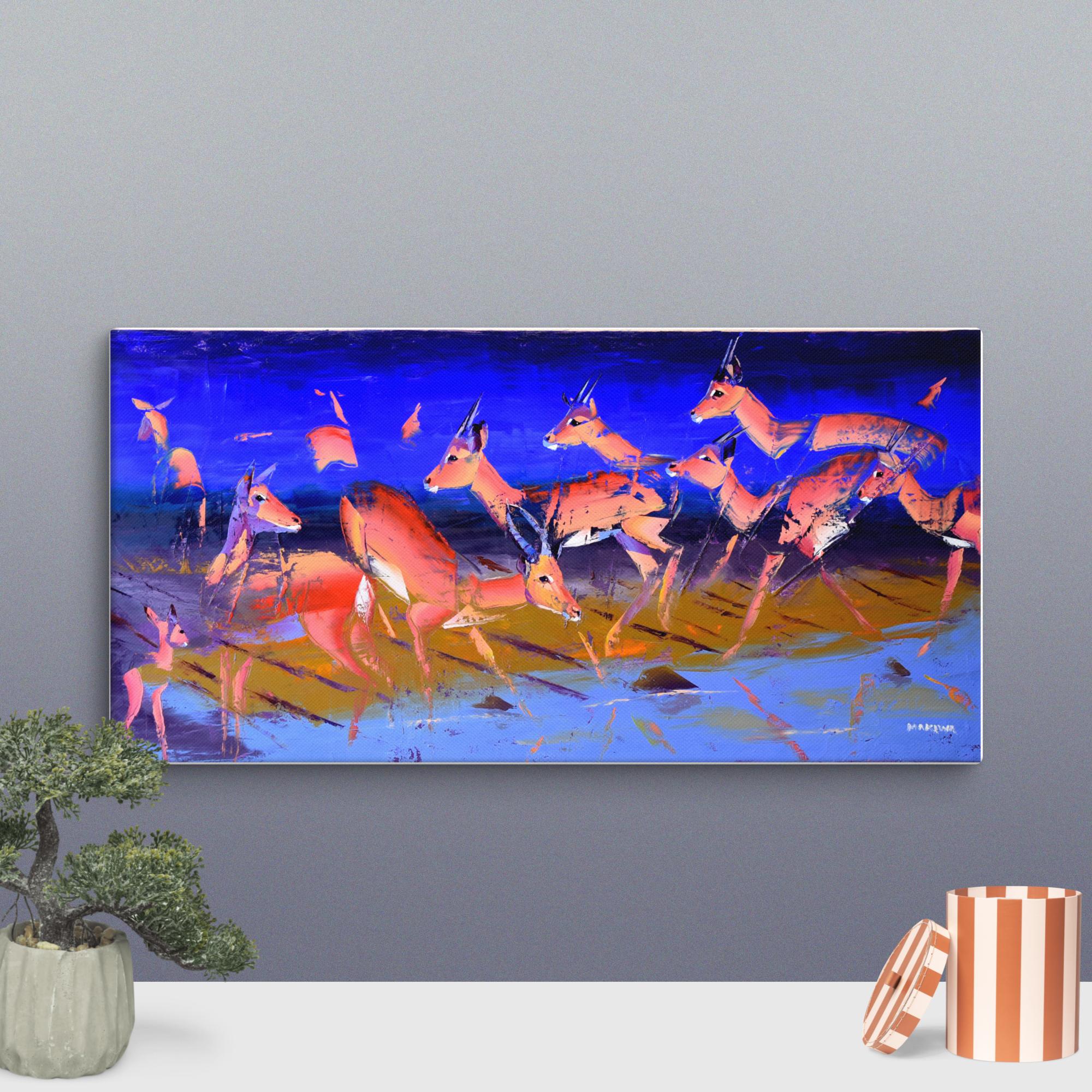 Drinking Impalas 40x80cm