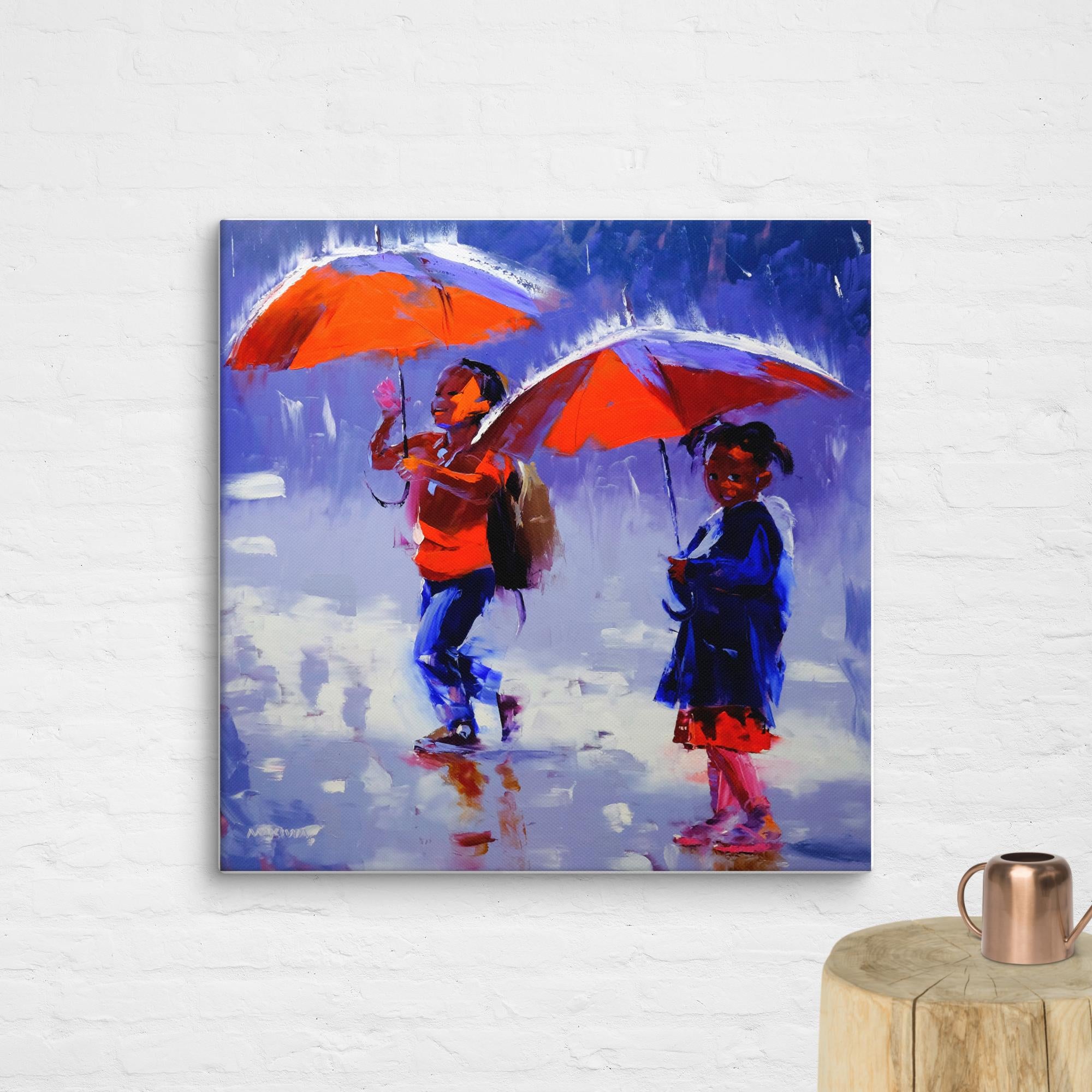 The Red Umbrellas 80x80cm